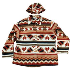 Vintage Bedford Fair Lifestyles Womens Aztec Southwestern Fleece Jacket Large L